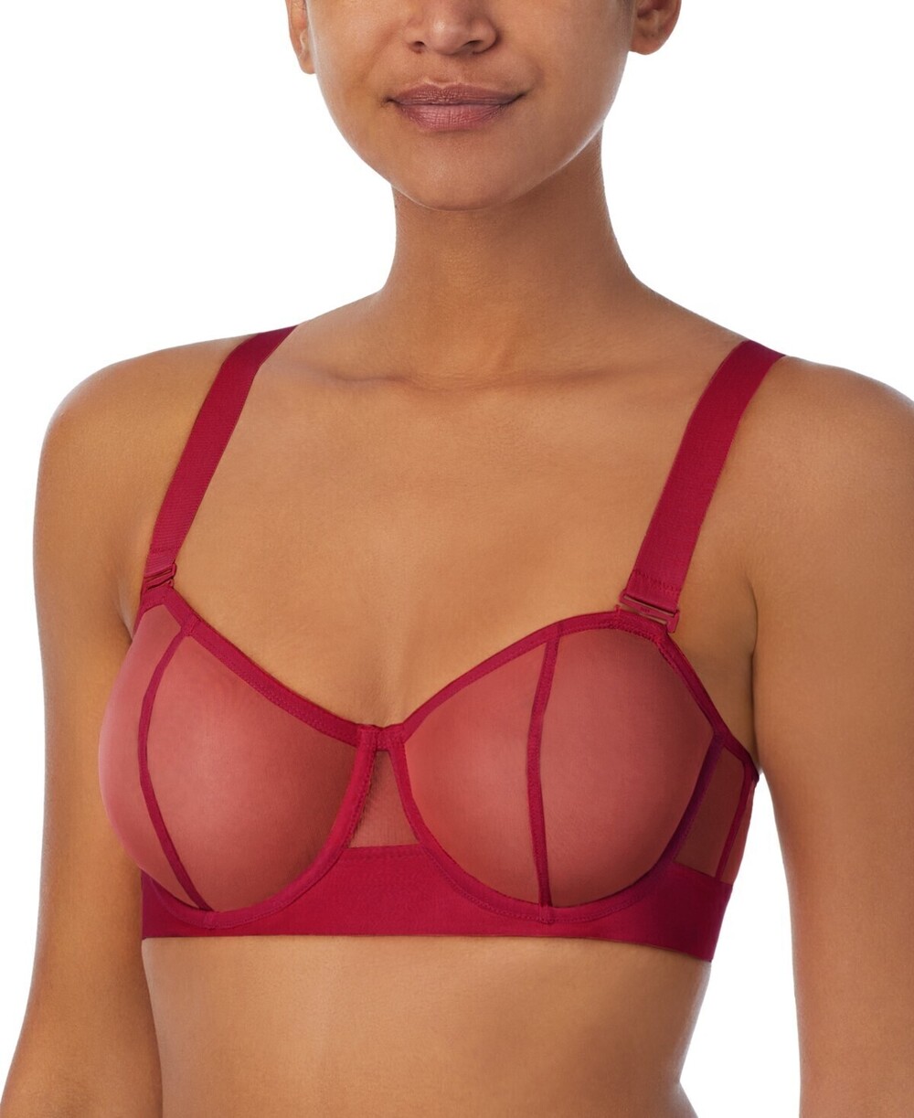 NWT DKNY Sheers Strapless Mesh Bra DK49 Persian Red 34A
